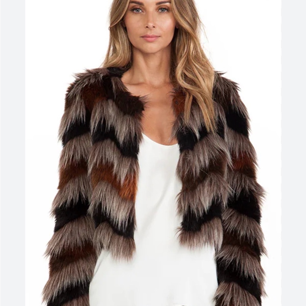 Revolve Multicolor Faux Fur Jacket